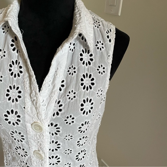 Nanette Lepore White Isola Eyelet Floral Cover Up Button Front Dress Size Small - Picture 8 of 13